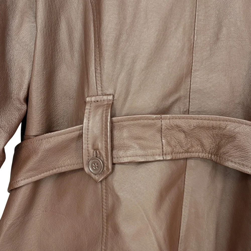 Metrostyle Women's Brown Leather‎ Belted Trench Coat Size 18
